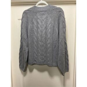 Banana Republic Cableknit Grey Wool Mockneck Sweater (Size XL)